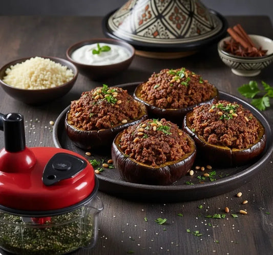 Moroccan-Spiced Lamb Stuffed Eggplant