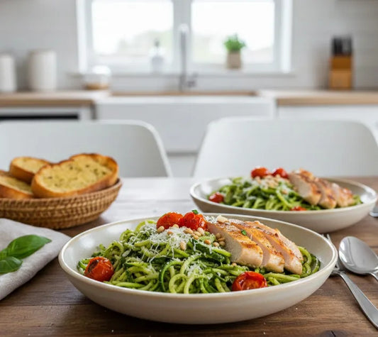 Pesto Grilled Chicken with Zucchini Noodles