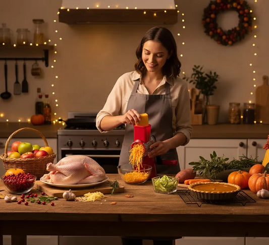 Thanksgiving Prep Win: This Rotary Cheese Grater Shreds 3 Lbs of Cheddar for Stuffing—And Doubles as a Kids’ Table Decoration!