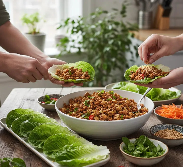 Southeast Asian Lemongrass Chicken Lettuce Wraps