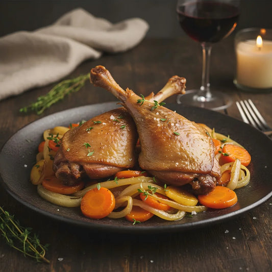 French Confit Duck Legs with Roasted Seasonal Vegetables