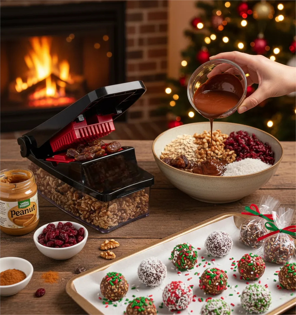 Christmas Chocolate Cranberry Energy Bites