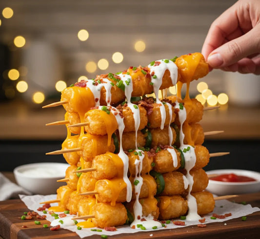 Loaded Tater Tot Skewers: Cheesy, Crispy, Party-Ready Perfection