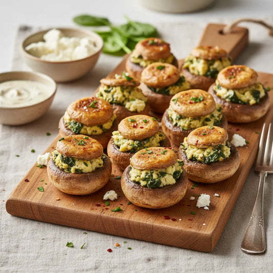 Savory Feta Spinach Stuffed Mushrooms