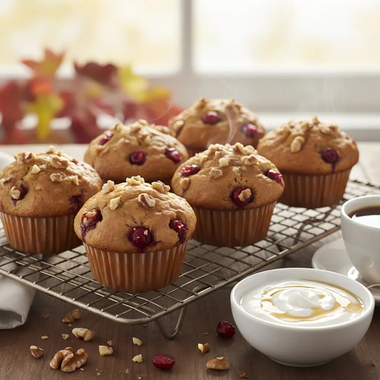 American Cranberry-Walnut Sweet Potato Muffins