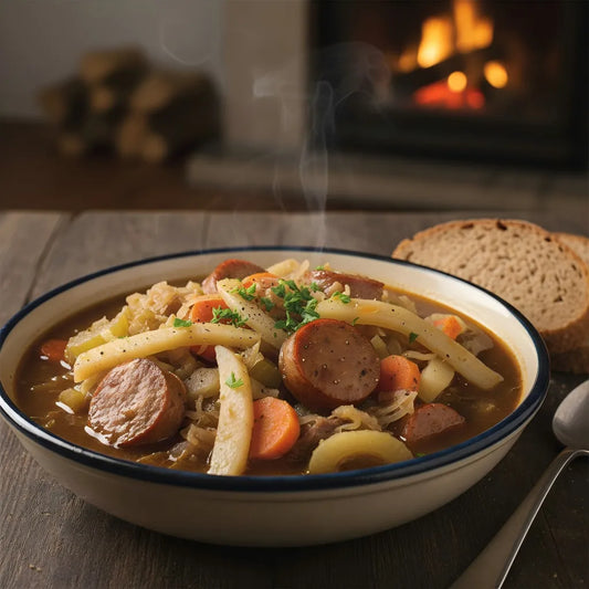 German Winter Root Vegetable &amp; Sausage Shred Stew