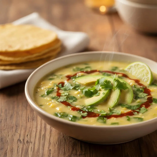 Mexican Lime-Avocado Shredded Corn Soup
