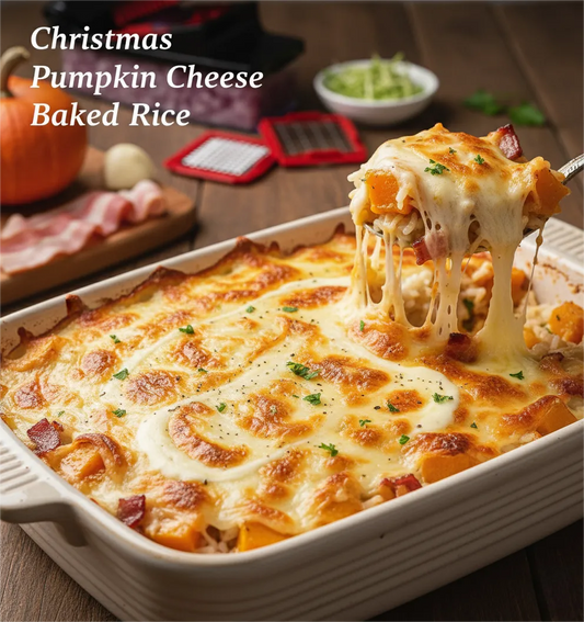 Christmas Pumpkin Cheese Baked Rice