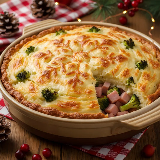 Christmas Snowflake Ham &amp; Cheese Potato Pie