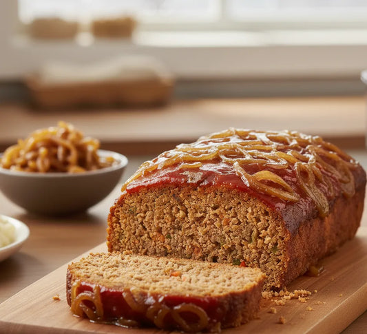 Classic American Meatloaf with Caramelized Onion Glaze