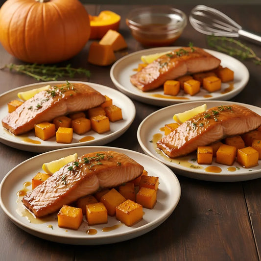 Canadian Maple-Glazed Salmon with Roasted Pumpkin