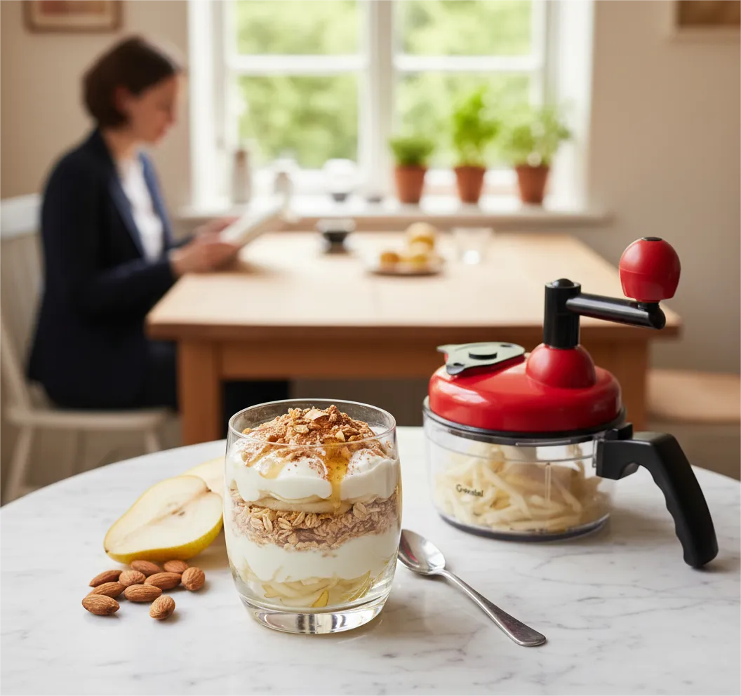 Pear & Almond Ribbon Yogurt Parfait