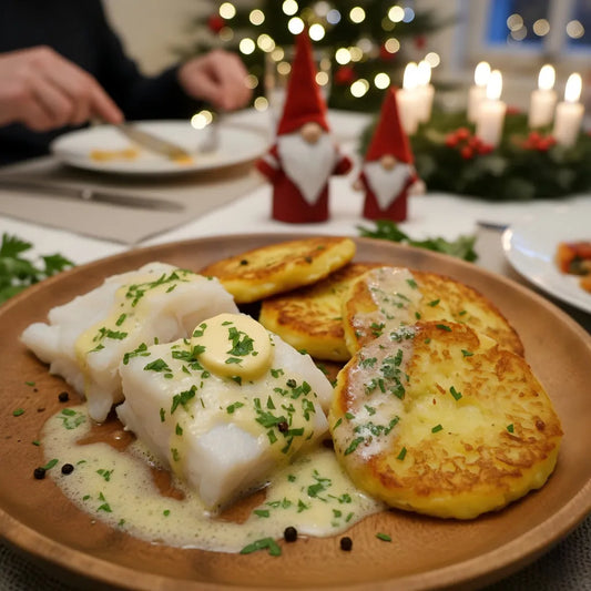 Norwegian Salt Cod with Potato Cakes
