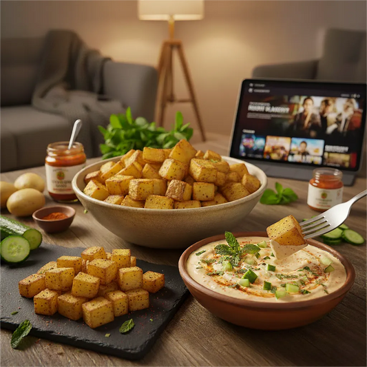 Roasted Potato Wedges with Harissa Yogurt Dip