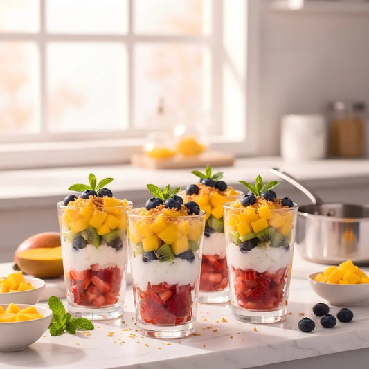 Vibrant Rainbow Fruit Coconut Jelly Parfaits