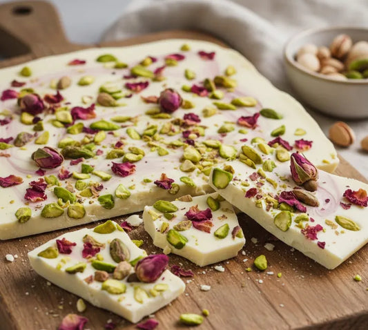 Pistachio Rose White Chocolate Bark: Pretty in Pink &amp; Irresistible
