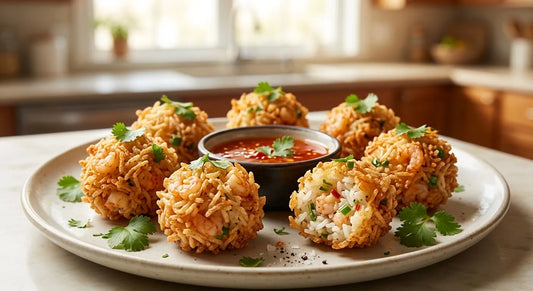 Spicy Indian Basmati Rice and Shrimp Bites (Crispy One-Bite Appetizer)