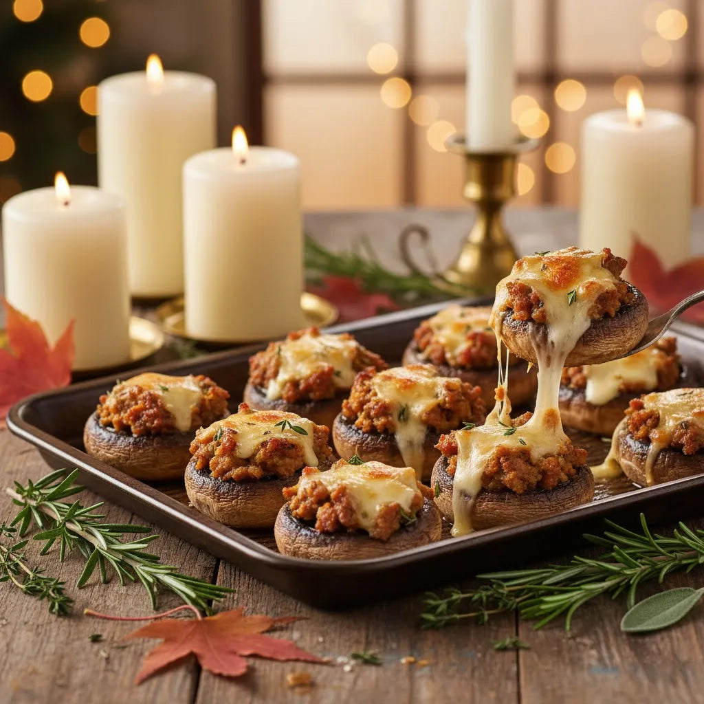 Golden Stuffed Mushrooms with Grated Cheese: The Perfect Holiday Starter