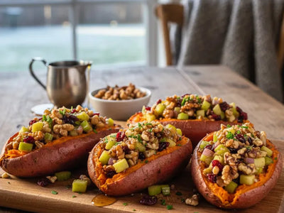 Maple Walnut Stuffed Sweet Potatoes