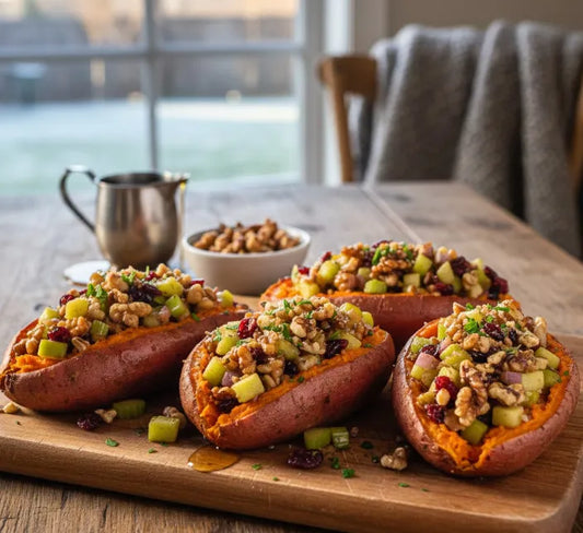 Maple Walnut Stuffed Sweet Potatoes