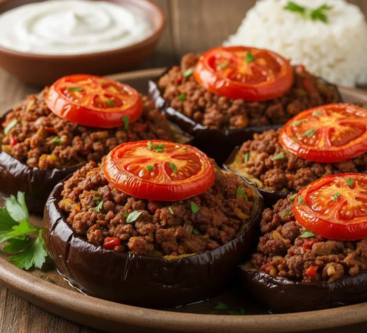Turkish-Style Stuffed Eggplant Boats