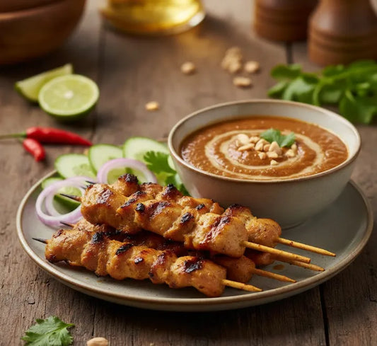 Indonesian Chicken Satay with Peanut Dipping Sauce
