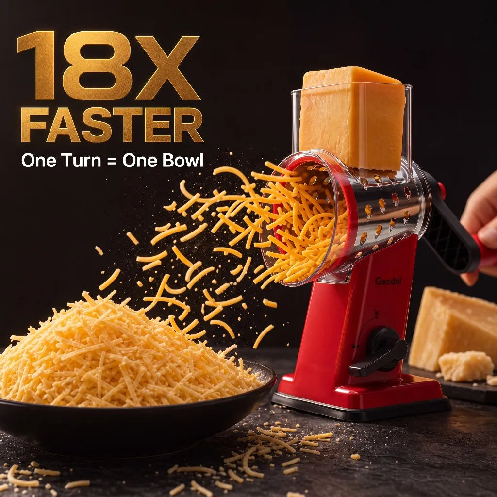 Geedel Rotary Cheese Grater for Cheese, Vegetables & Meal Prep – Fast Manual Cheese Shredder for Kitchen
