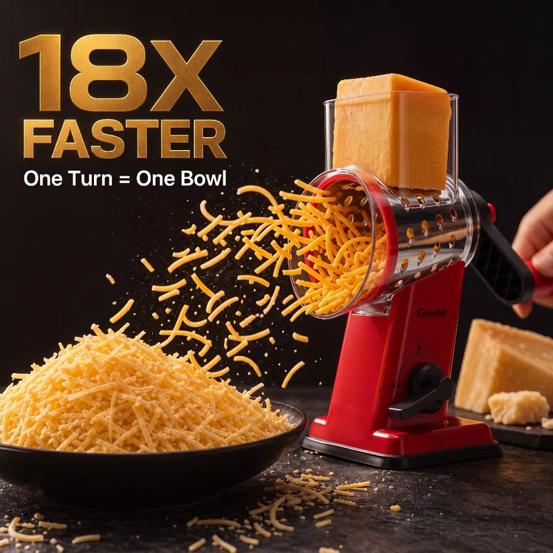 Geedel Rotary Cheese Grater for Cheese, Vegetables & Meal Prep – Fast Manual Cheese Shredder for Kitchen