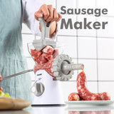Picadora de carne manual Geedel: tritura sin esfuerzo en casa con 2 cuchillas intercambiables de acero inoxidable y fácil limpieza.