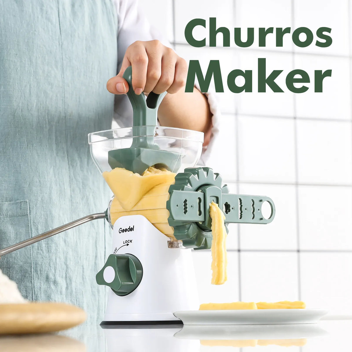 Picadora de carne manual Geedel: tritura sin esfuerzo en casa con 2 cuchillas intercambiables de acero inoxidable y fácil limpieza.