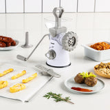 Picadora de carne manual Geedel: tritura sin esfuerzo en casa con 2 cuchillas intercambiables de acero inoxidable y fácil limpieza.