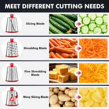 Load image into Gallery viewer, Geedel Rotary Cheese Grater - Upgraded Vegetable Shredder with 4 Interchangeable Blades, Easy to Clean Cheese Shredder with Handle, Kitchen Grater Nuts Grinder for Cutting Cheese, Vegetable, Nuts
