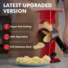 Load image into Gallery viewer, Geedel Rotary Cheese Grater - Upgraded Vegetable Shredder with 4 Interchangeable Blades, Easy to Clean Cheese Shredder with Handle, Kitchen Grater Nuts Grinder for Cutting Cheese, Vegetable, Nuts

