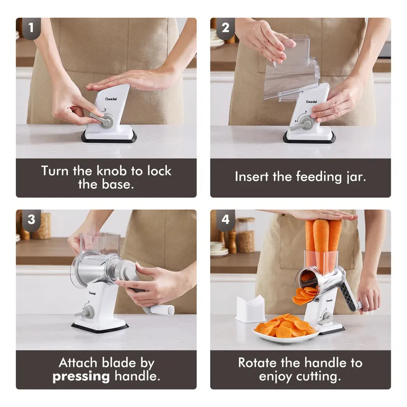 Geedel 336S multi-function rotary cheese grater white grey