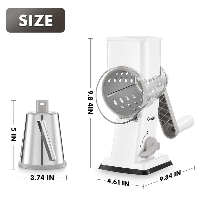 Geedel 336S rotary grater size dimensions white grey