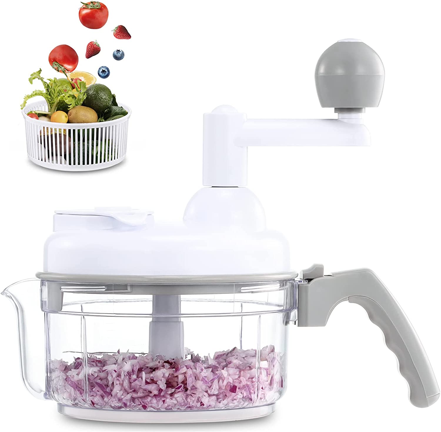 Geedel Food Chopper, Easy to Clean Manual Hand Vegetable Chopper Dicer,  Dishwasher Safe Slap Onion Chopper for Veggies Onions Garlic Nuts Salads  Red 