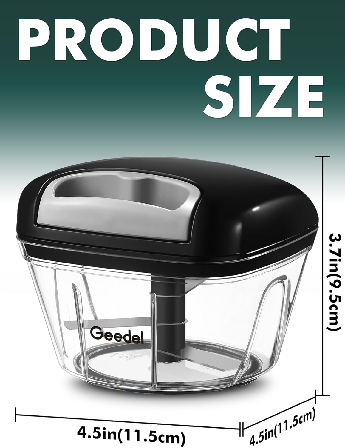 Geedel Pull Chopper, Manual Food Processor Chopper, Vegetable Chopper, Onion Chopper for Vegetables, Fruits, Nuts, Salad, and Herbs 2 Cup Capacity