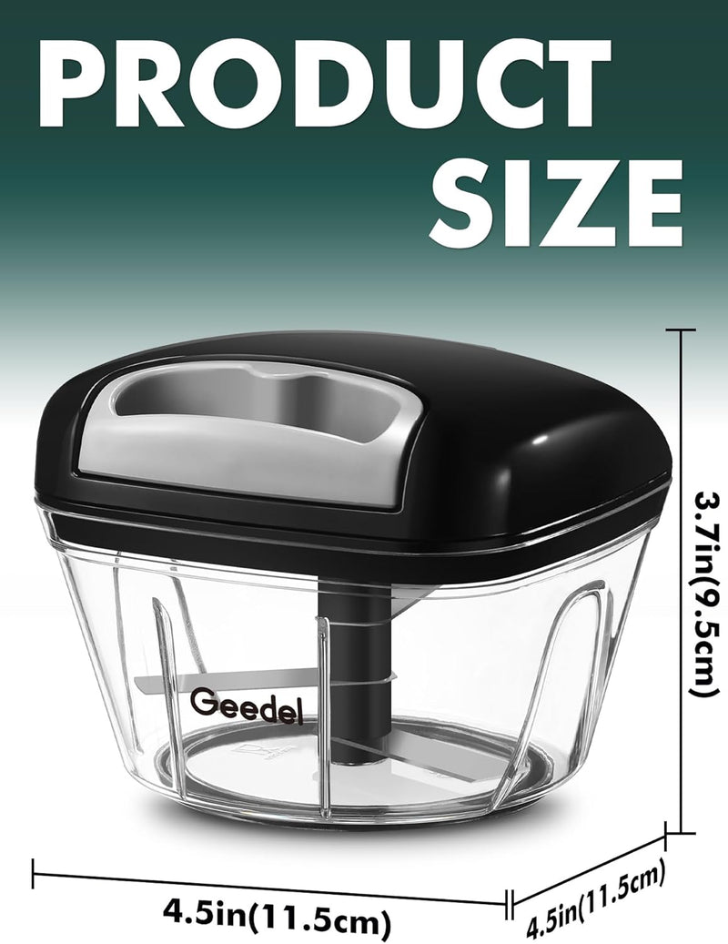 Geedel Pull Chopper, Manual Food Processor Chopper, Vegetable Chopper, Onion Chopper for Vegetables, Fruits, Nuts, Salad, and Herbs 2 Cup Capacity