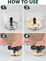 Geedel Pull Chopper, Manual Food Processor Chopper, Vegetable Chopper, Onion Chopper for Vegetables, Fruits, Nuts, Salad, and Herbs 2 Cup Capacity