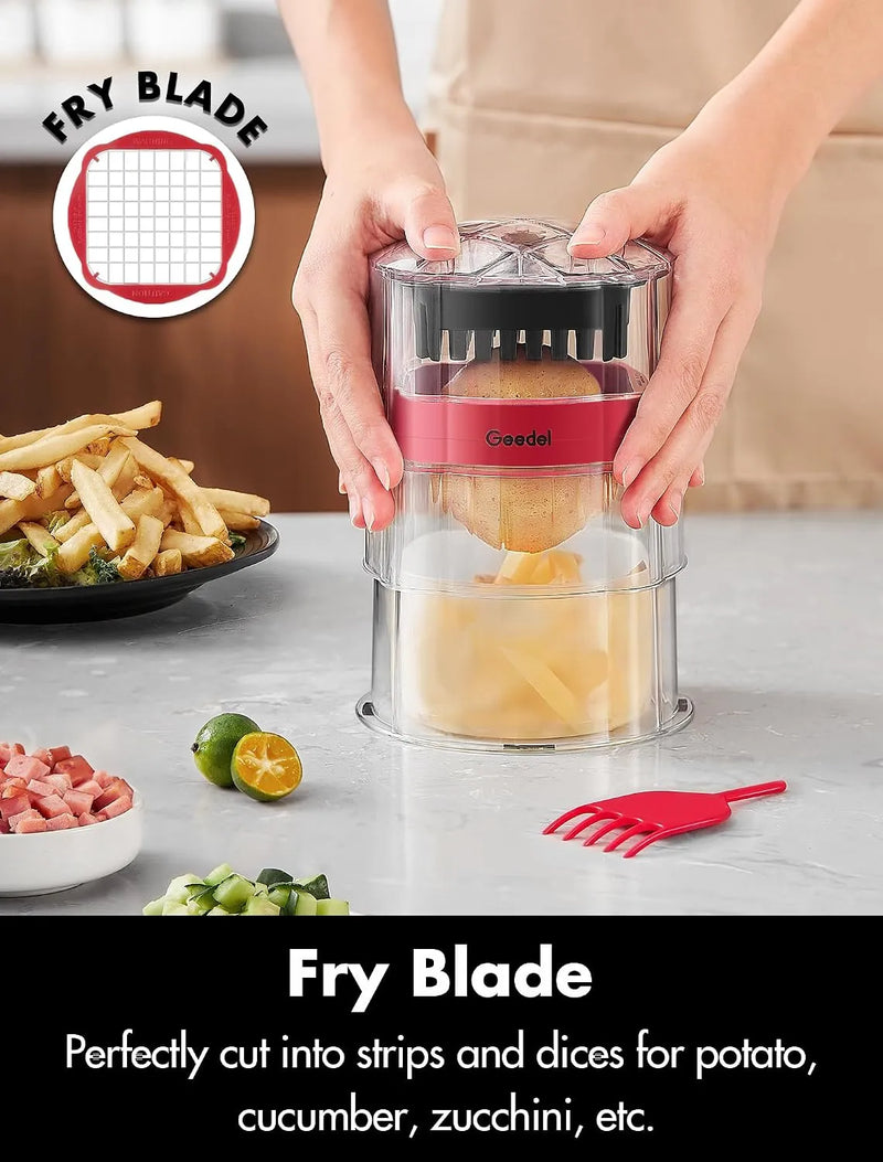 Using the Geedel French fry cutter as a vegetable chopper �� cuts carrots, cucumbers, and onions