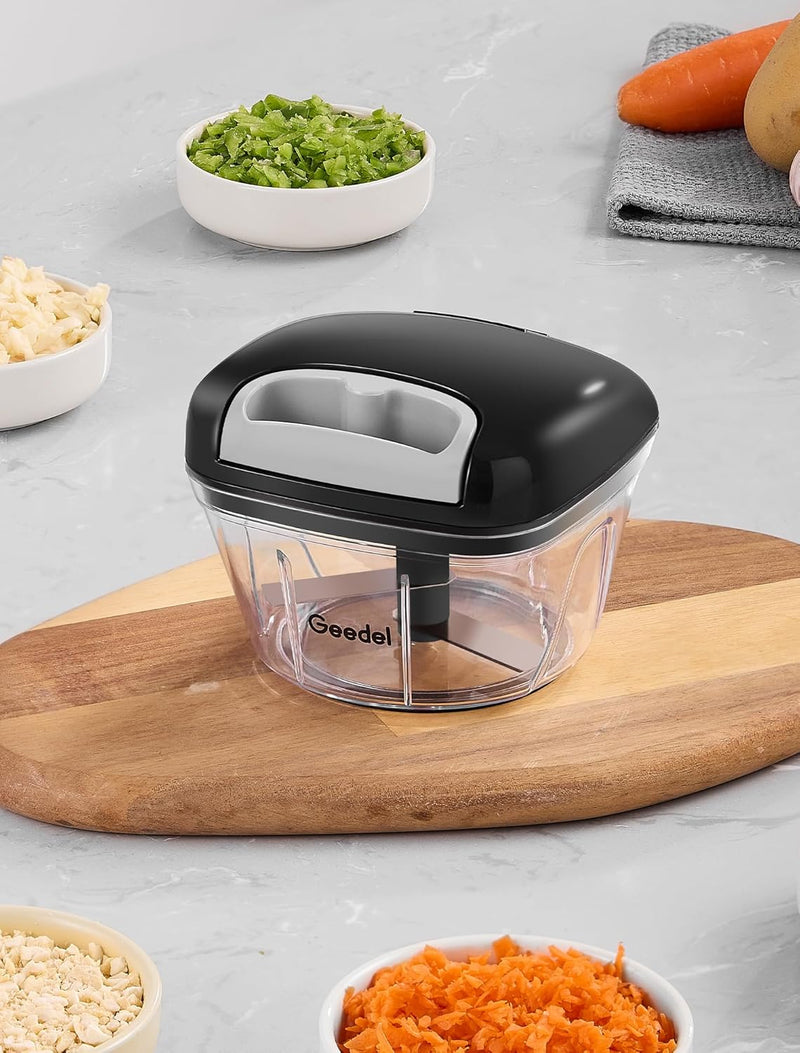 Geedel Pull Chopper, Manual Food Processor Chopper, Vegetable Chopper, Onion Chopper for Vegetables, Fruits, Nuts, Salad, and Herbs 2 Cup Capacity