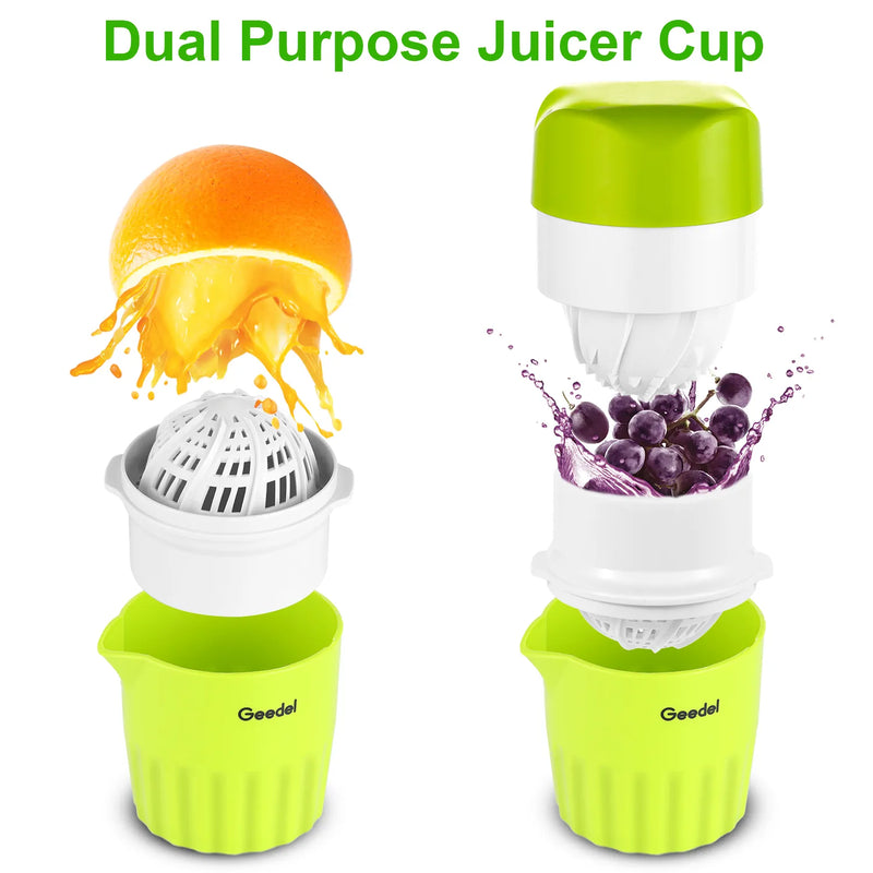 Portable Geedel Manual Juicer - Easy Squeeze Fresh Cold Press Juice Maker - Non-Electric Hand Juicer for Healthy Drinks