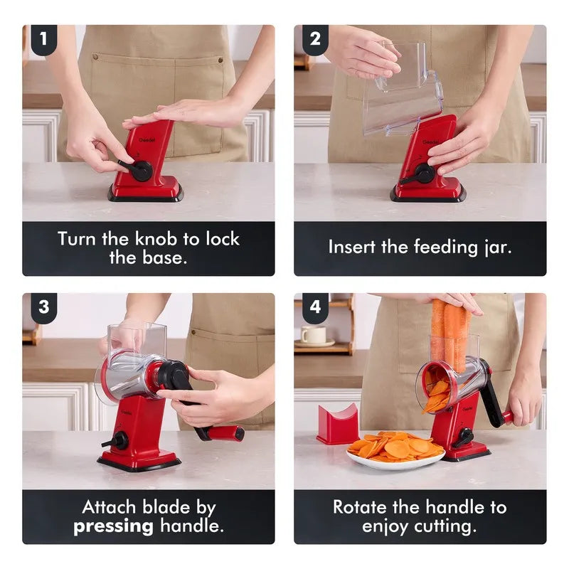 Geedel rotary grater easy drum installation red black