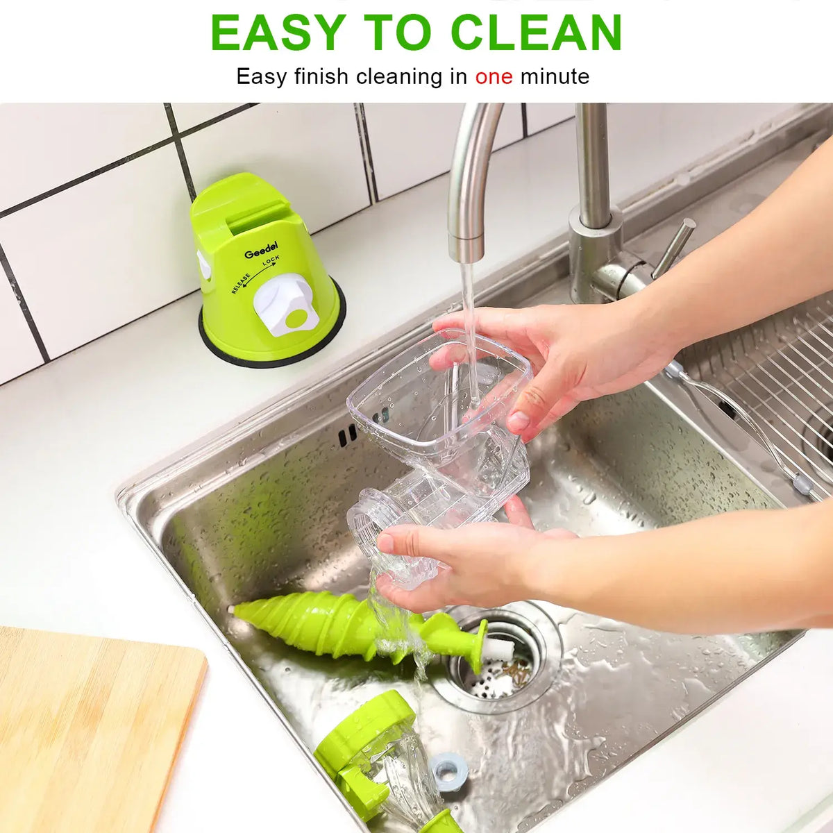 Geedel Manual Cold Press Juicer, Hand Crank Masticating Juicer Machine, Slow Juicer for Maximum Nutrients, No Electricity, BPA-Free, Easy Clean