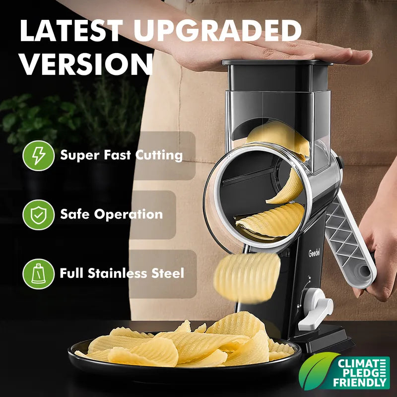 Geedel rotary grater vegetable slicer black white