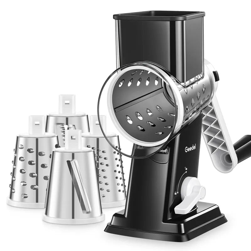 Geedel crank rotary cheese shredder black white