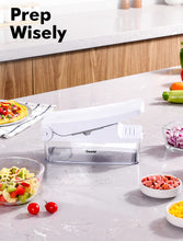 Load image into Gallery viewer, Pizza, salad, and diced food display
