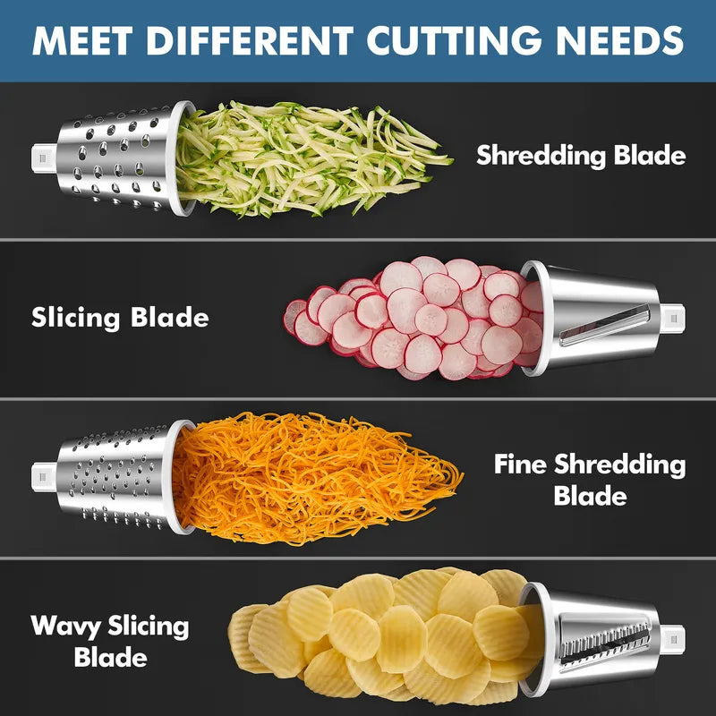 Geedel 4-in-1 Rotary Cheese Grater - Upgraded Vegetable Slicer & Nut Grinder with Strong Suction Base