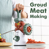 Picadora de carne manual Geedel: tritura sin esfuerzo en casa con 2 cuchillas intercambiables de acero inoxidable y fácil limpieza.