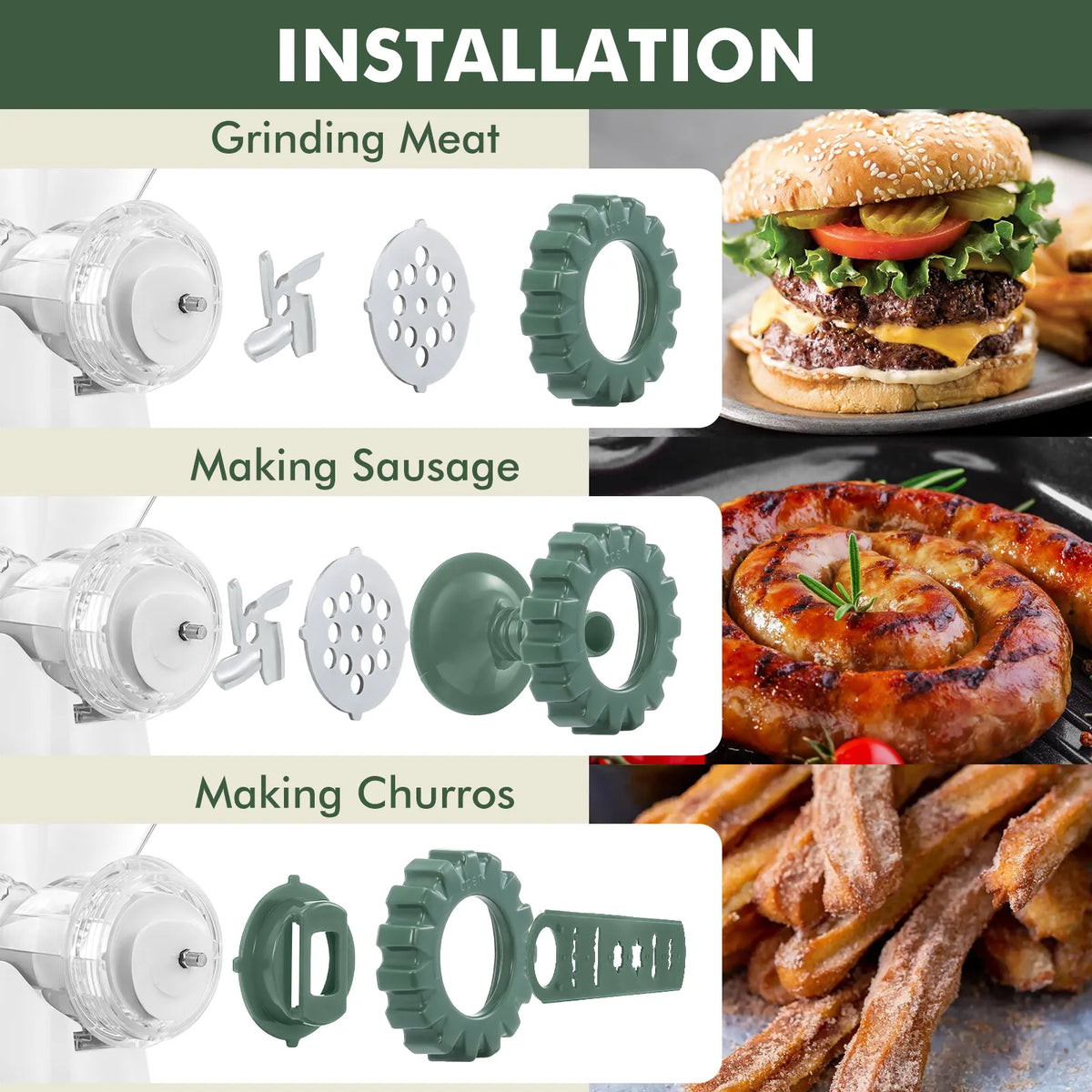 Picadora de carne manual Geedel: tritura sin esfuerzo en casa con 2 cuchillas intercambiables de acero inoxidable y fácil limpieza.